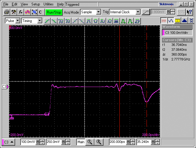 Propagation Delay Measurements,Figure 9. DUT1 PCB TDR delay and impedance measurement.,第9张