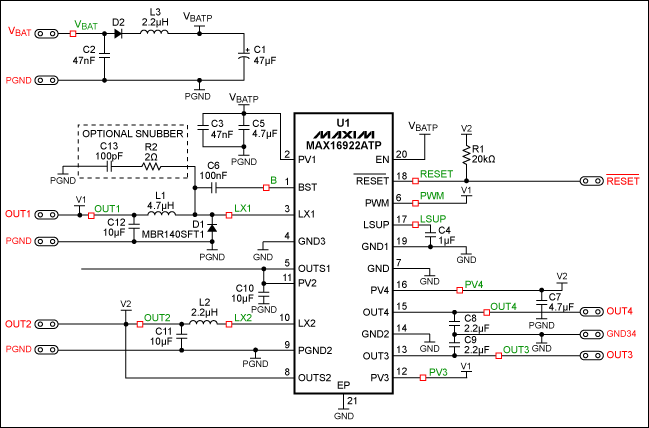 Layout Guidelines with Example,Figure 13. Schematic diagram used for PCB layouts.,第14张