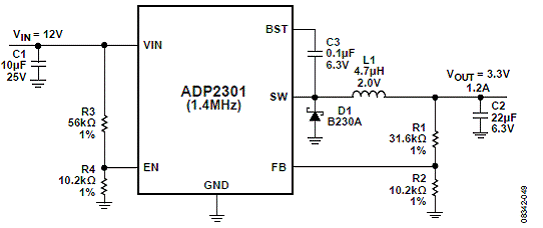 基于ADI ADP230x 的1.2A超小型电流模式DC电源,第9张