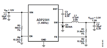 基于ADI ADP230x 的1.2A超小型电流模式DC电源,第3张