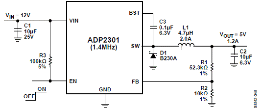 基于ADI ADP230x 的1.2A超小型电流模式DC电源,第10张