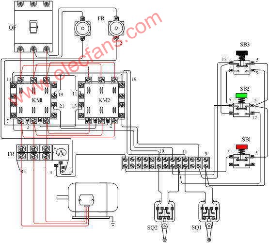 三相电正反转实物接线图,第2张