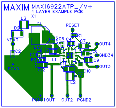 MAX16922汽车PMIC(电源管理IC)的布线准则,图8. 顶层,第9张