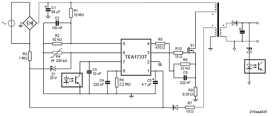 基于TEA1733的低成本绿色75W开关电源控制设计方案,第4张