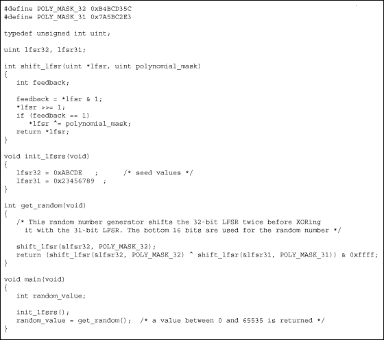 Pseudo random number generatio,Figure 2. C code implementing a LFSR.,第3张