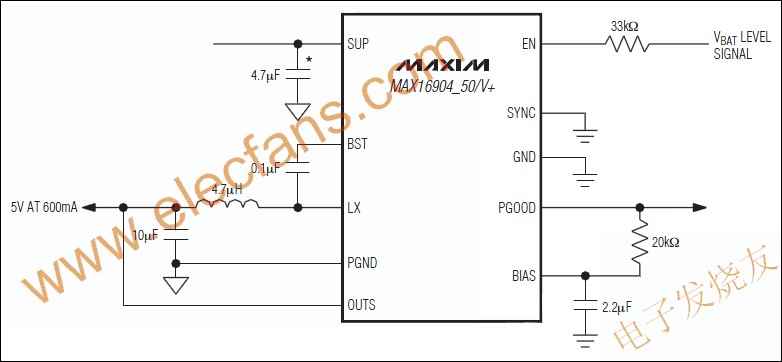 MAX16904同步降压转换器,MAX16904同步降压转换器 来源： 电子发烧友,第2张