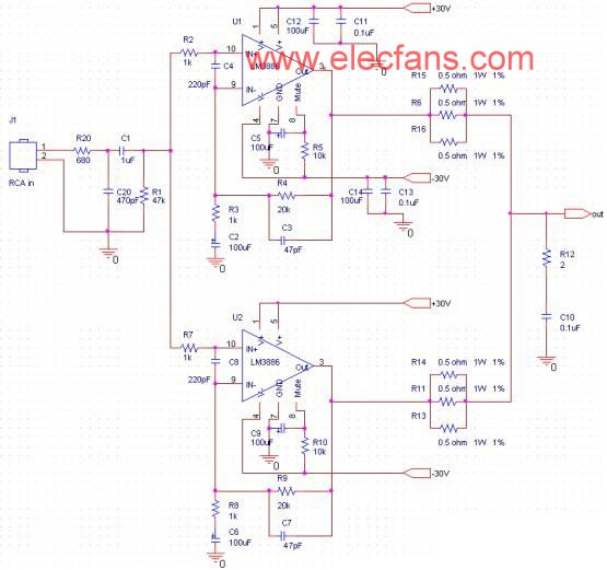 由2片LM3886并联功放的电路制作,第6张