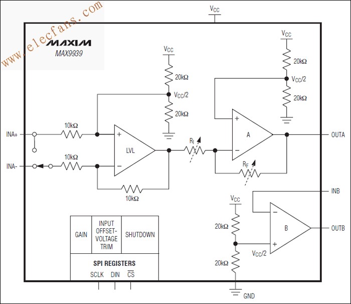 MAX9939 差分输入可编程增益放大器(PGA),MAX9939 差分输入可编程增益放大器,第2张