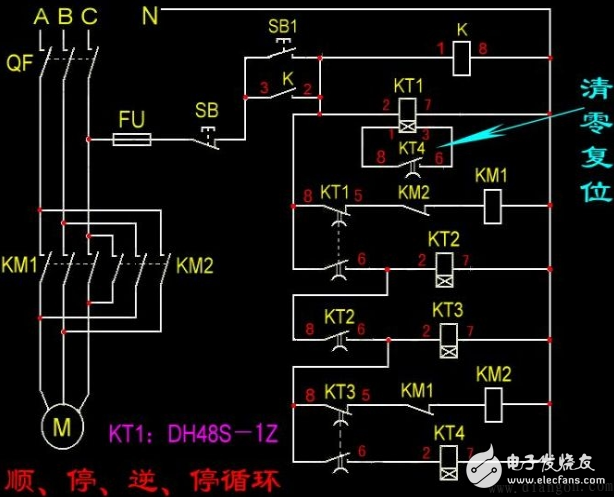 常用电机控制电路图TOP12,电机控制-顺停、逆停循环,第5张