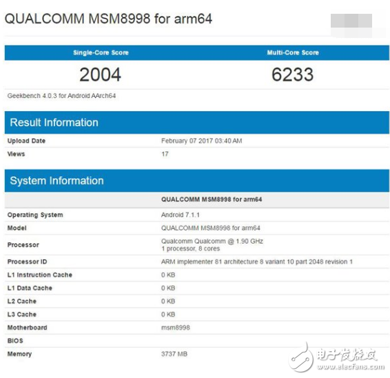 高通骁龙835处理器跑分曝光：单核不明显 多核提升较大,高通骁龙835处理器跑分曝光：单核不明显 多核提升较大,第2张