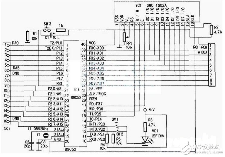 LCD哪几种主要参数决定了LCD的好坏？双锁相环邻频调制器应该如何制作？,　单片机控制电路如下图所示，SW3为复位开关，当按下复位开关SW3时，电路复位，单片机处于起始工作状态（1CH）；按下复位开关SW1或SW2，双锁相环邻频调制器输出的电视频道分别作步进递增或递减的变换,第2张