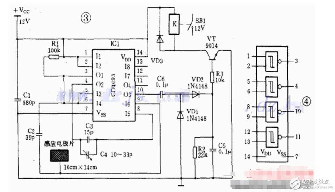 cd4093电容感应式控制电路,cd4093电容感应式控制电路,第2张