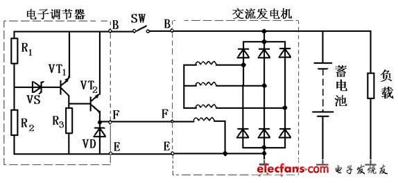 内搭铁型电子调节器电路,内搭铁型电子调节器电路,第2张