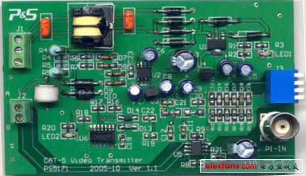 Intersil推出双绞线视频信号传输器件EL5171EL5172,图1：PS5171评估板,第2张