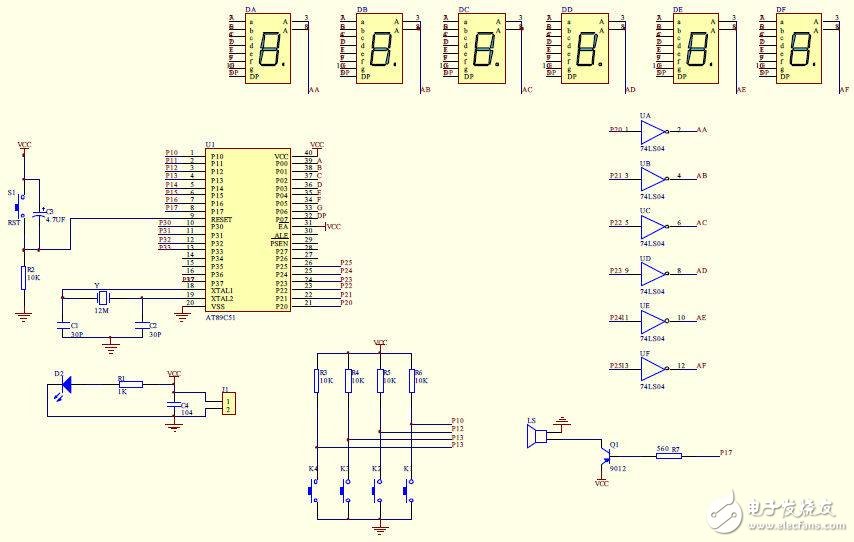 AT89S51单片机对6位LED数码管实现显示时计方式的设计,AT89S51单片机对6位LED数码管实现显示时计方式的设计,第5张