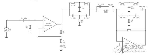 基于AS3415的主动降噪前馈耳机的必要步骤设计,图4：Spice滤波器仿真范例,第7张