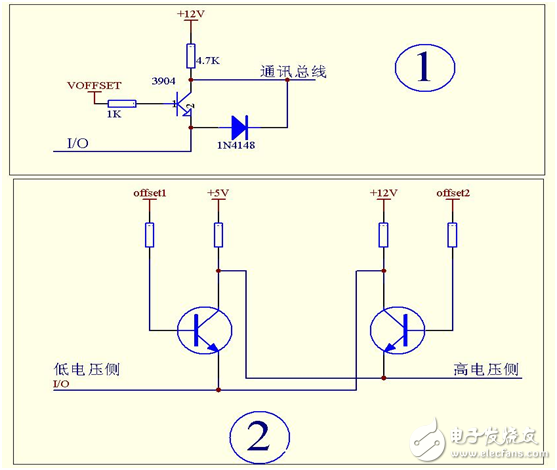 这两个电路可以实现5V与12V的电平双向电压转化,这两个电路可以实现5V与12V的电平双向电压转化,第2张