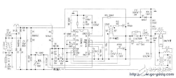 FM2822采用16引脚DIP封装，调光采用相位检测方案,FM2822采用16引脚DIP封装，调光采用相位检测方案,第2张