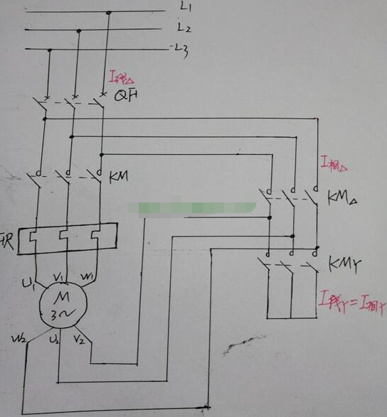 星三角降压启动电路中电流的变化关系与接触器的选型,第2张
