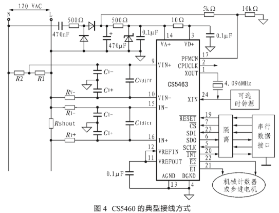 基于CS5463器件实现的典型功率测量连接电路的设计,第4张