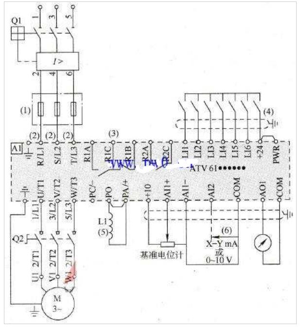 变频器的常见电气接线图,atv61变频器接线图及接线说明,第2张