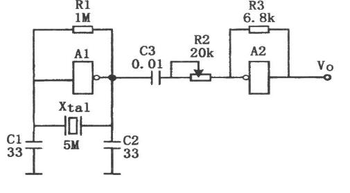 反相器应用于正弦波发生器的电路图,　　反相器构成的正弦波发生器电路  　,第2张