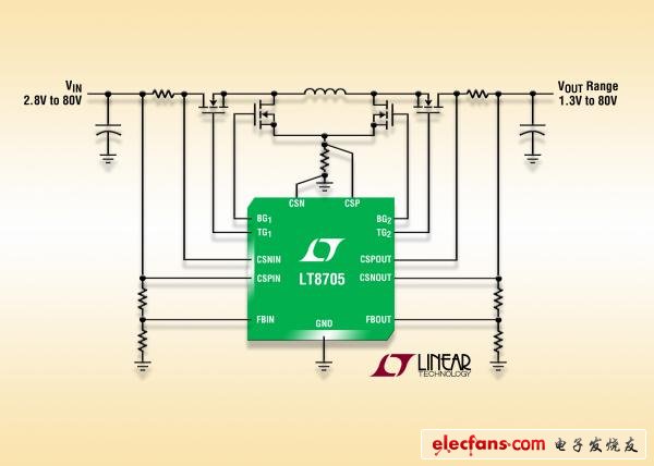 Linear推出效率达98%的同步降压-升压型DCDC控制器LT8705,8705Col,第2张