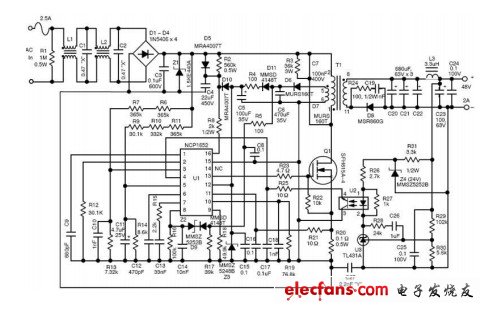 功率50W到300W的AC-DC LED应用,基于NCP1652单段式PFC控制器的50 W-150 WAC-DC LED方案,第2张