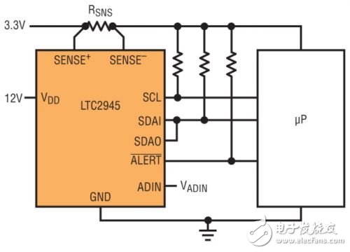 基于LTC2945提供一种简单有效的电压、电流和功率监视方法, 轨至轨电源监视高达 80V 或甚至更高的电压,第3张