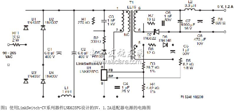 初级侧控制IC设计可靠、高效的辅助电源,采用LinkSwitch-CV的6W反激式电源,第2张