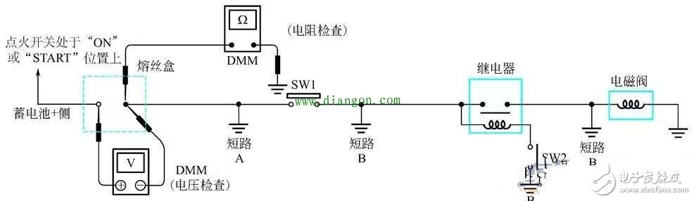 万用表检查电路短路的两种方法,用万用表检查汽车电路短路方法图解,第2张