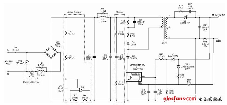 5W可调光非隔离式LED驱动电路设计,电路原理图,第2张