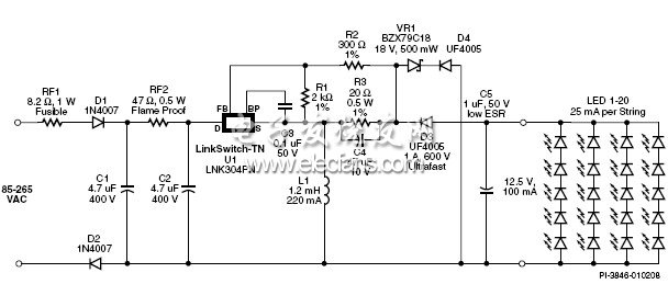 1.25W非隔离恒流LED驱动器电源设计,电路原理图,第2张