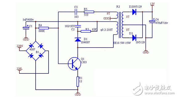 220v转12v电源电路分析,220v转12v原理图,第2张