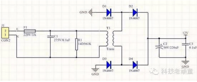 220v转12v电源电路分析,220v转12v原理图,第4张