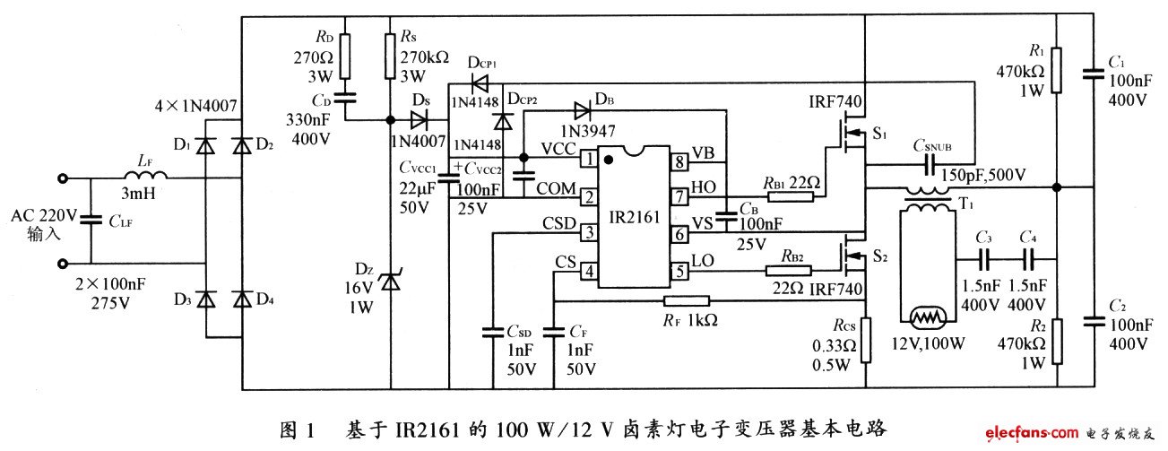 基于IR2161的低压卤素灯电子变压器,第2张