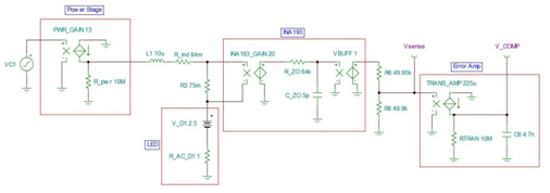 电源技巧：具有电流控制模式的LED降压稳压器简化补偿 *** 作,经简化的控制回路AC模型，以测量增益和相位裕量,第3张