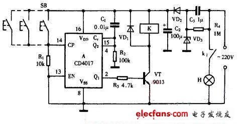 巧用CD4017制作多地单键控制开关,巧用CD4017制作多地单键控制开关,第2张