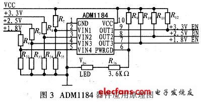 ADM1184组成的多电源监控电路图,第2张