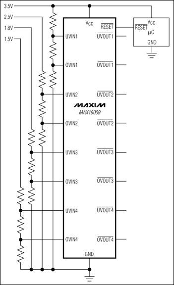 MAX16008MAX16009可调节四路窗口电压监视器,第2张