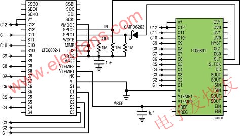 利用LTC6801进行电池管理系统 (BMS) 的故障监视,由 12 个锂离子电池组成的电池组 www.elecfans.com,第2张