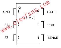 高性能的PWM调制的电源管理IC－ME8263,ME8263的封装脚位图 www.elecfans.com,第2张