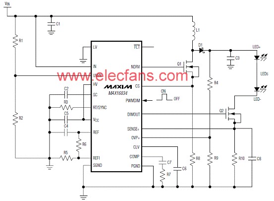 基于MAX16834设计的112W升压LED驱动器技术,第3张