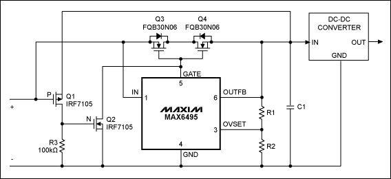 Automotive protection circuit,Figure 1.This automotive power supply withstands input-voltage transients up to 72V, and maintains a regulated output despite brief shorts and opens in the input supply voltage.,第2张