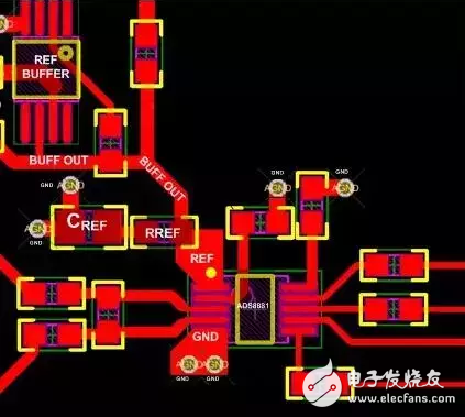 高精度ADC电路板布局与布线案例,图3. 具有一个外部基准和缓冲的ADC布局布线示例,第4张