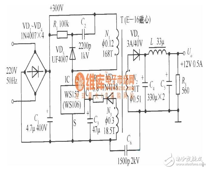 12V开关电源电路原理图,第2张