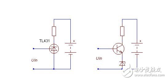 tl431电路图，基于TL431的延时定时器电路图,　　工作原理  　　如图所示，220v电压经变压器B降压、D1-D4整流、C1滤波。此外D5、D6、C2、C3组成倍压电路（使得Vdc＝60V），Rw、R3组成分压电路，T1431、R1组成取样放大电路，9013、R2组成限流保护电路，场效应管K790作调整管（可直接并联使用）以及C5是输出滤波器电路等。  　　稳压过程是：当输出电压降低时，f点电位降低，经T1431内部放大使e点电压增高，经K790调整后，b点电位升高；反之，当输出电压增高时，f点电位升高，e点电位降低，经K790调整后，b点电位降低。  　　从而使输出电压稳定。当输出电流大于6A时，三极管9013处于截止，使输出电流被限制在6A以内，从而达到限流的目的。本电路除电阻R1选用2W、R2选用5W外，其它元件无特殊要求，其元件参数如图3所示。  　　1  　　2  　　基于TL431的延时定时器电路图  　　1  　　TL431的无反馈，可以看作一个NPN或N - MOS器件高跨导和精确的2.5V接通电压 。管头要小心：TL431的引脚上（+电源）是阴极，较低的（供应） - 阳极 。。。 它的另一个世界。  　　1  　　重负荷（超过100毫安），可以通过完全脱钩的继电器或optocouples供电，或与PNP（P - MOS）开关晶体管。为监管机构制定的特殊的PNP类型 - 这些具有低压降和不需要很多的基极电流。  　　1  　　要添加迟滞（正反馈） - 添加另一个PNP逆变器。从电源纹波稳压器中分离出来的RS - DS输入网络。  　　1  　　基本定时器配置。设置起动电流通过RT为100uA（远高于基输入绘制2uA）。开启延时T1 = 2.5V/U1 *（RT * NO）。断电延时通常是由负载电流，但你必须考虑电源capacitanca和泄漏（C2，R2）的影响。  　　工作例如：连续两次在电子管放大器的延迟（45秒，60秒）。齐纳稳压电源供应器（它可以摩托艇没有它 - 继电器的电流是相当高的，100mA的）分离定时电容。  　　如果连续两次延迟有一个相对较小的时间传播 - 使用单一的定时电容：  　　1,第4张