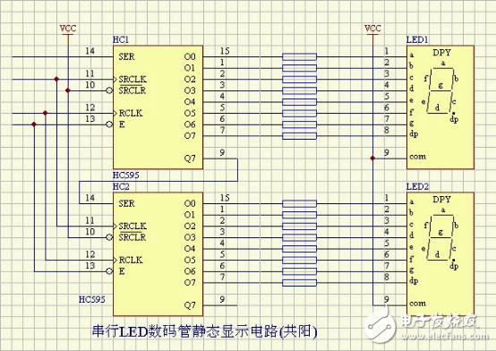 十几种常用led驱动电路图,串行LED数码管静态显示电路(共阳),第7张