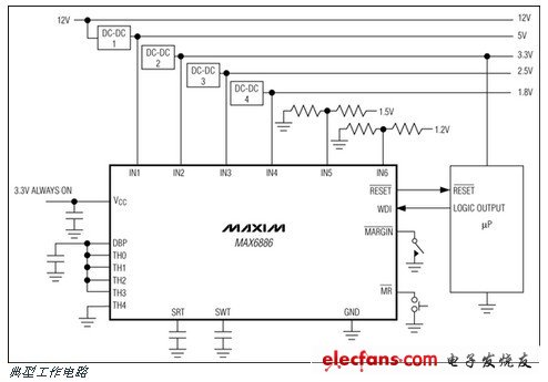 MAX6886引脚可设置六路电源监控电路,MAX6886引脚可设置六路电源监控电路,第2张