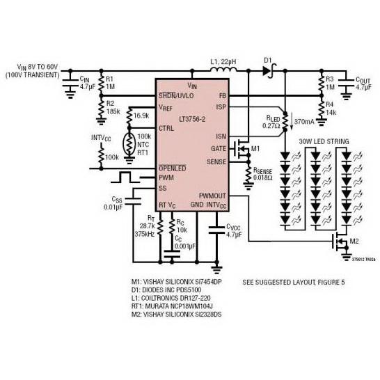 具热降额功能的 30W 白光 LED 车前灯驱动器,第2张